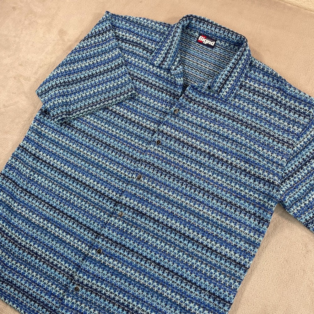 Blue Patterned Short-Sleeve Men's Shirt